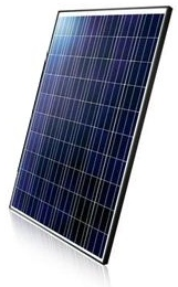Polycrystalline Solar Cells on a white backing sheet with a black frame.